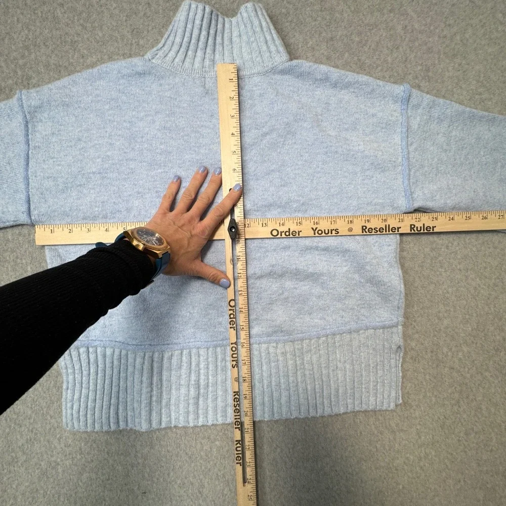 Anthropology Oliver O Light Blue Sweater Mock‎ Neck Oversized Ribbed Knit Small
